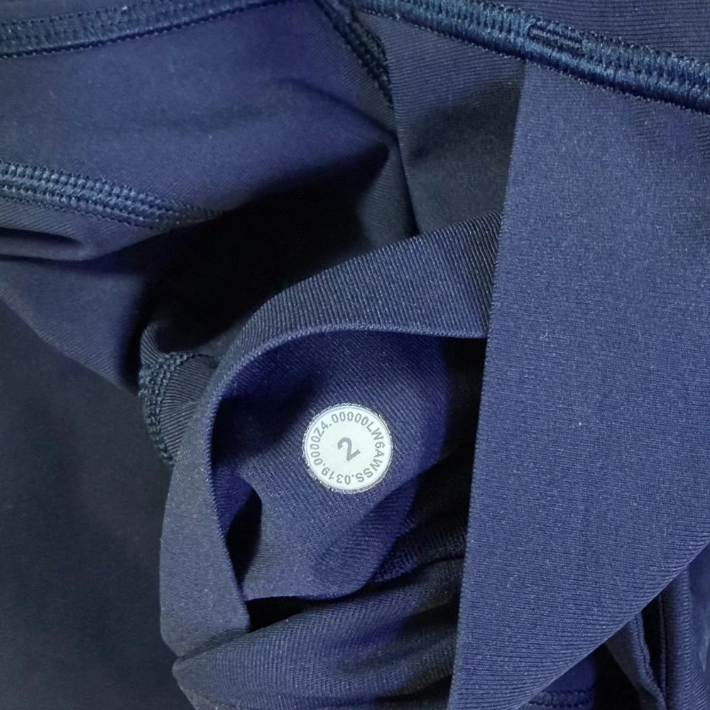 Lululemon Speed Up High Rise Crop 21 Navy Blue Running Leggings Pockets Size 2‎